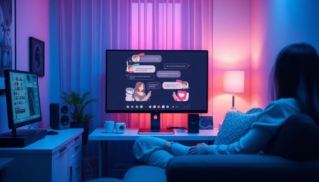 Engaging AI chat sex with a modern chatbot in a cozy setting.