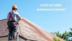 Roof cleaning in Kissimmee FL by a professional technician using eco-safe solutions.