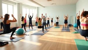 台東区のグループピラティスセッション。多様な参加者と最新設備を備え、効果的なワークアウトを実現。