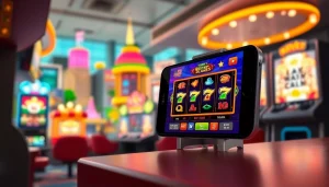 Permainan slot depo 1k yang menarik dengan grafik cerah dan kemenangan terlihat.