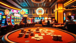 Experience the thrill of betting at Nhà Cái 789P, showcasing intense poker action with stylish chips and cards.