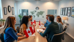 Immigration consultation for a Canada visitor visa from Australia in a professional office setting.
