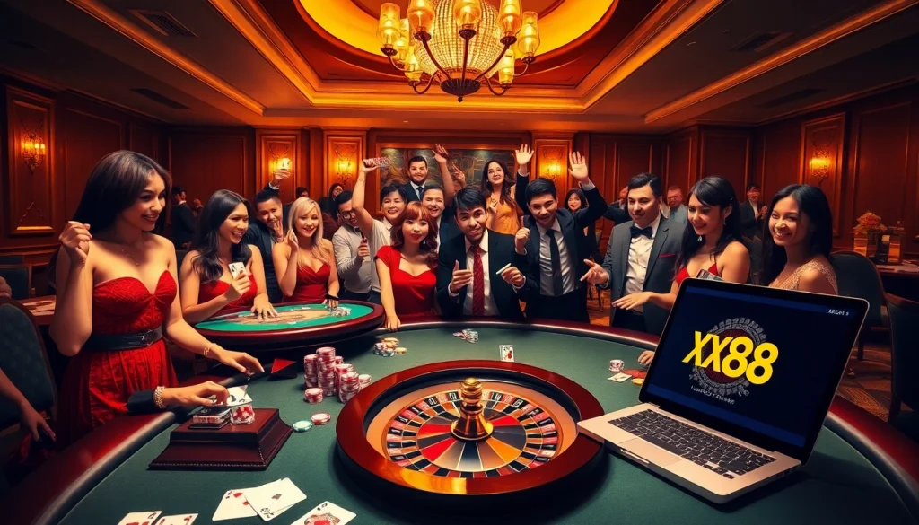 Experience thrilling gambling with a luxurious casino scene featuring https://xx88.nl/ where players enjoy poker and roulette.