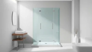 Installation d'une paroi de douche italienne en verre dans une salle de bain moderne.