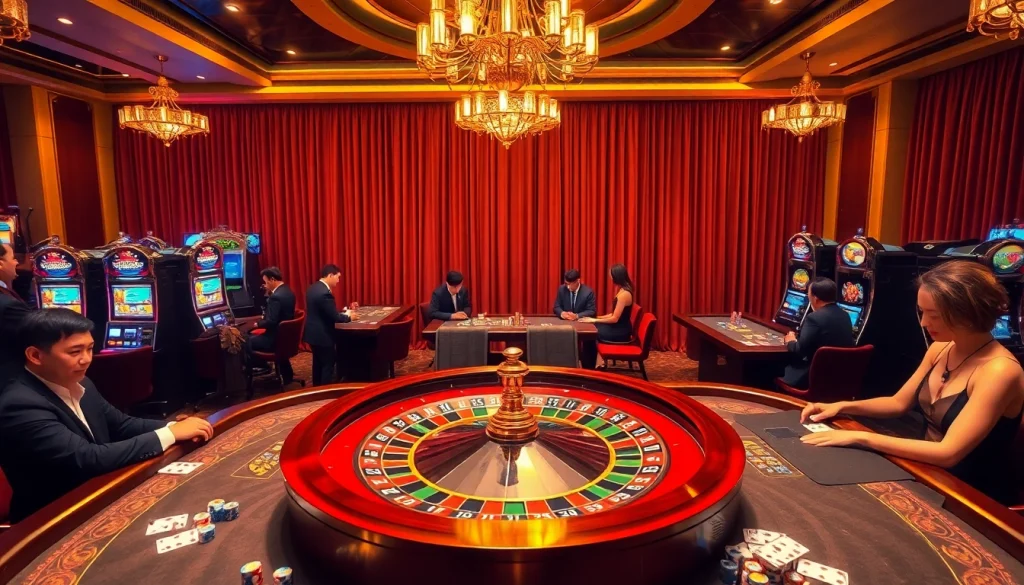 S88vip players strategizing at a poker table in a luxurious casino setting.